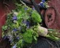 Green trick, ferns, curly willow and hint of blue